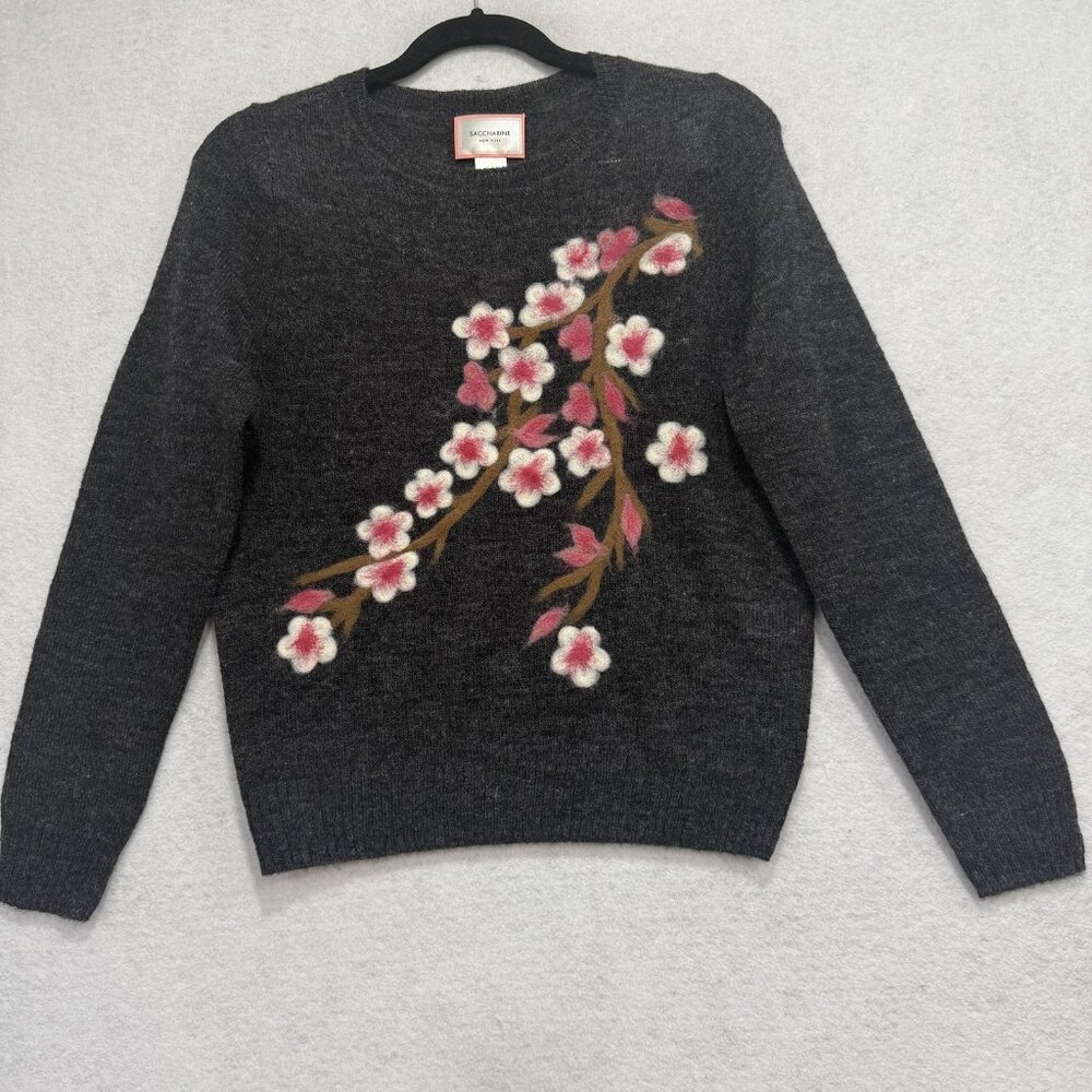Saccharine New York Sweater Womens XS Crewneck Wool Alpaca Blend Cherry Blossom